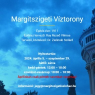 Margitsziget Víztorony látogatás Budapesten áprilistól szeptemberig