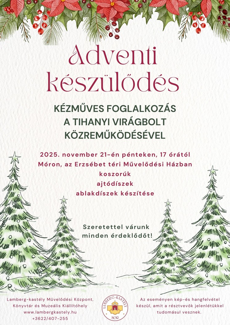 Kézműves foglalkozás Móron, adventi készülődés az Erzsébet téri Művelődési Házban