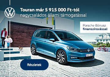 Új autó nagycsaládos támogatássa?  Touran már 5 915 000 Ft-tól Porsche Bónusz finanszírozással!