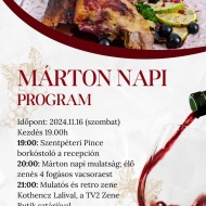 Márton-napi vacsoraest 2024. Zenés gourmet borkóstolós program Kiskőrösön az Imperial Hotelben
