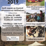 Dino Expo 2019. Nyílt Napok Iharkúton a dinoszaurusz-lelőhelyen Dino Expo 2019. Nyílt Napok Iharkúton a dinoszaurusz-lelőhelyen