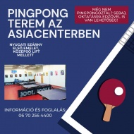 Pingpong terem Budapesten az AsiaCenter-ben, pingpong játék és oktatás akár edzővel is