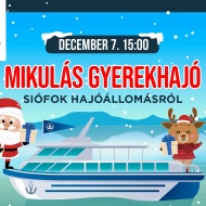 Mikulás-hajó 2023 Siófok. Gyerekhajó indul Siófok Hajóállomásról Mikulás-hajó 2023 Siófok. Gyerekhajó indul Siófok Hajóállomásról