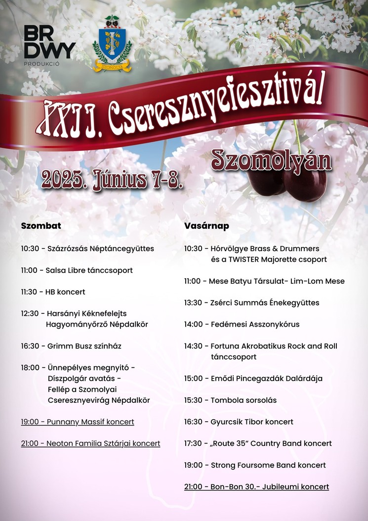 Cseresznyefesztivál Szomolya 2025