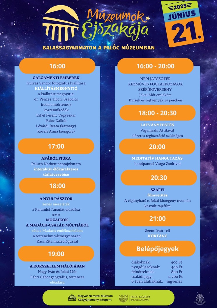 Múzeumok Éjszakája Palóc Múzeum 2025  Balassagyarmat