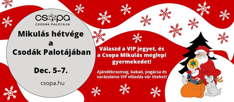 Mikulás hétvége program Budapest 2025. VIP élmények a Csodák Palotájában