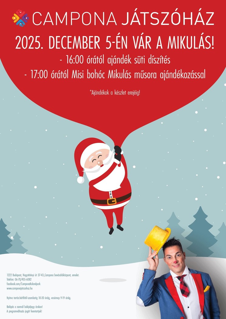 Mikulás Campona Játszóház Budapest 2025