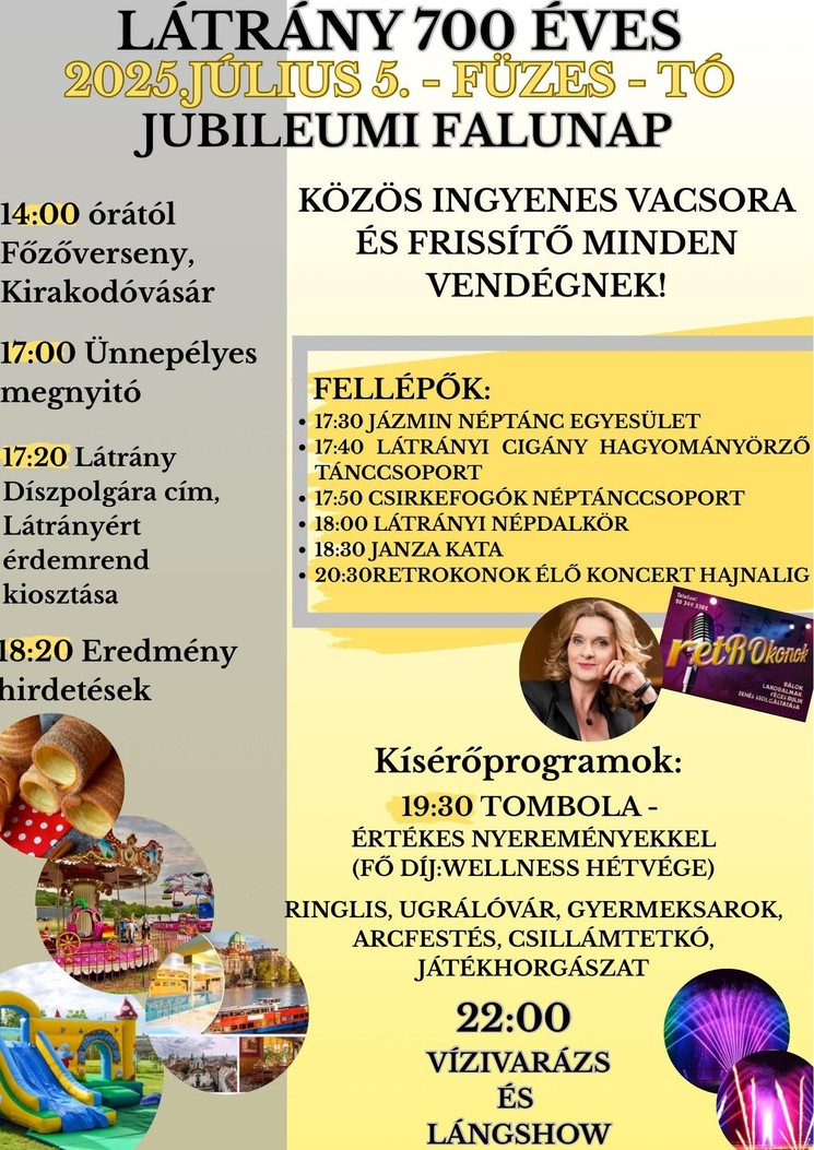 Látrány programok 2025. Fesztiválok, események, rendezvények