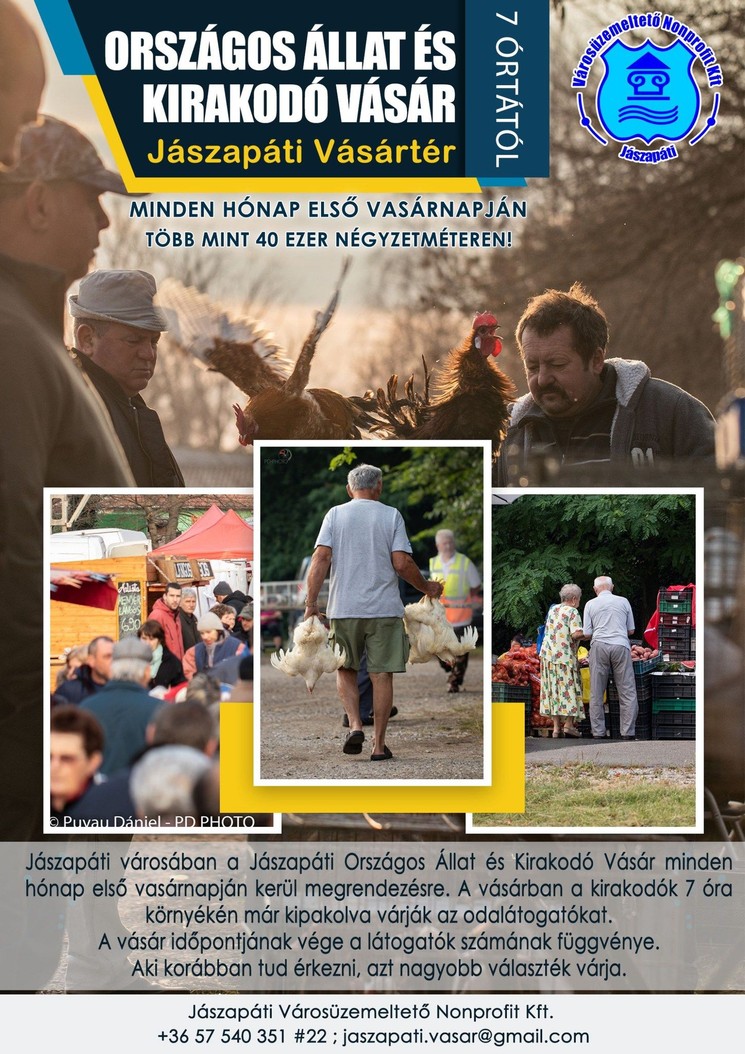 Jászapáti vásárok 2026. Állat- és kirakodóvásárok