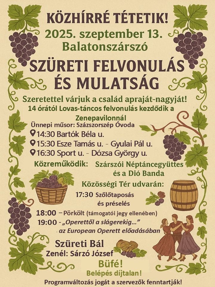 Szüreti Mulatság Balatonszárszó 2025