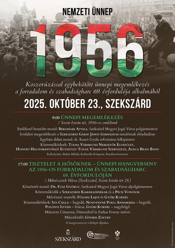 2025. Október 23. Szekszárd, Ünnepi megemlékezés az 1956-os a forradalom és szabadságharc emlékére