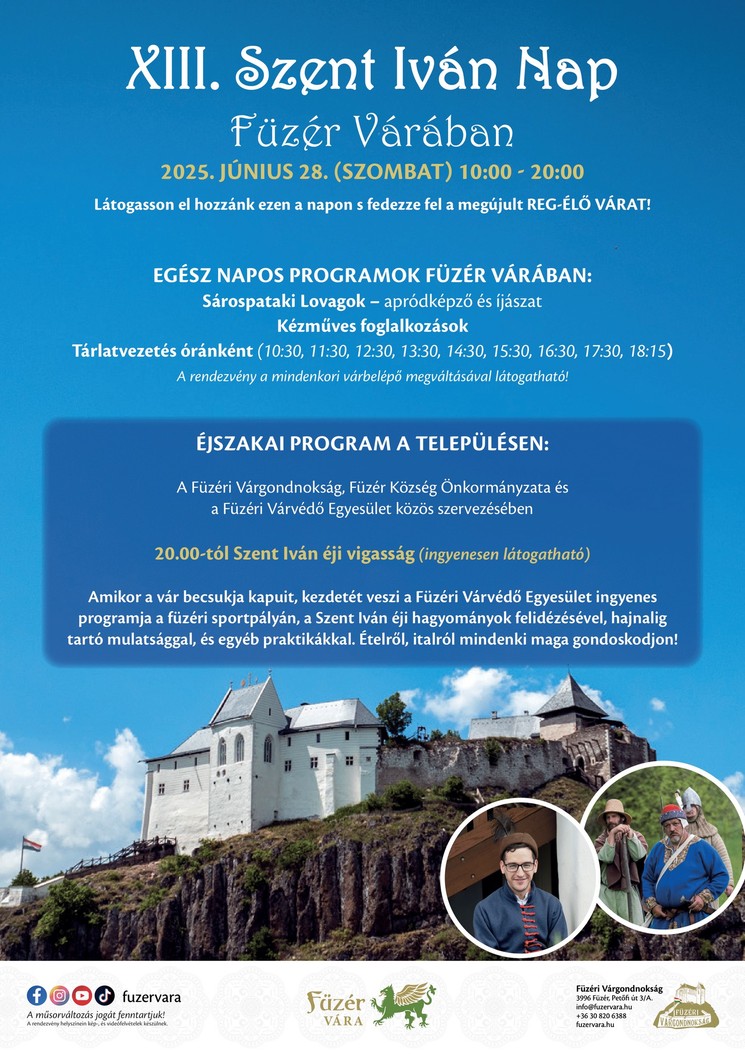 Füzéri programok 2025. Események, rendezvények, jeles napok, ünnepek