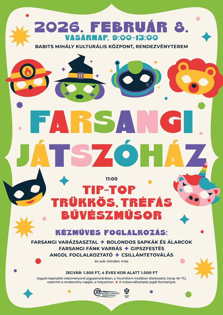 Farsang Szekszárd 2026. Farsangi játszóház