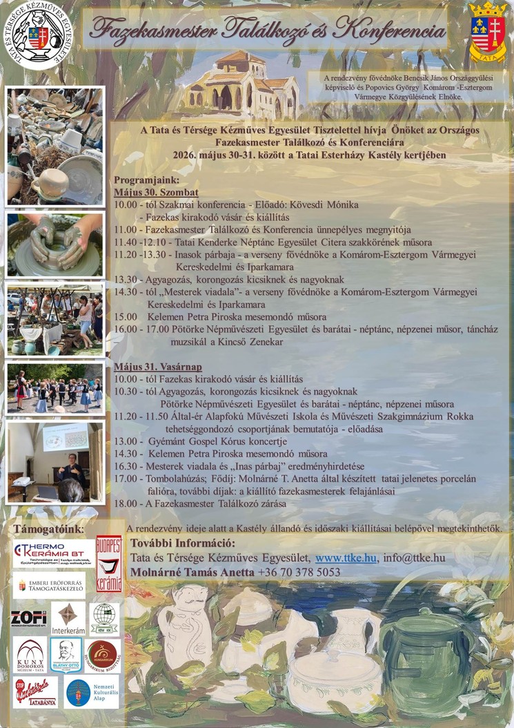 Fazekasmester Találkozó és Konferencia 2026 Tata - Fazekas kirakodó vásár és kiállítás 
