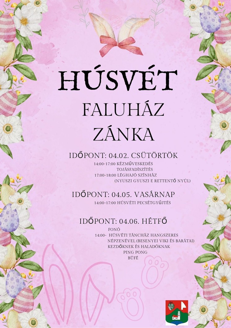 Húsvét Zánka 2026 - Családi programok a Faluházban