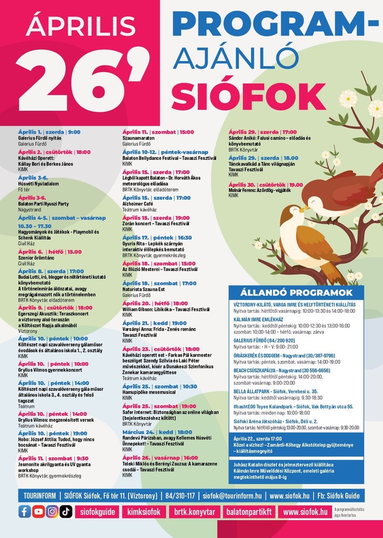 Siófoki programok 2026 - Események és rendezvények Siófokon
