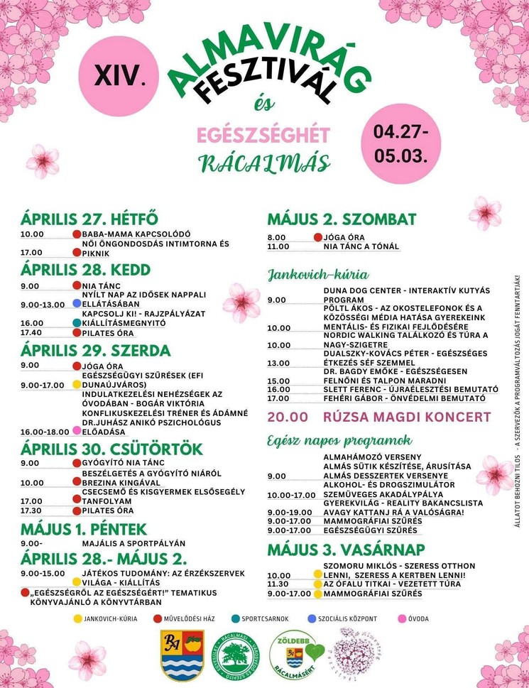 Almavirág Fesztivál 2026 Rácalmás - Egészséghét programok