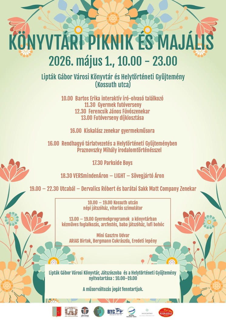 Majális Balatonfüred 2026 - Könyvtári Piknik és Majális