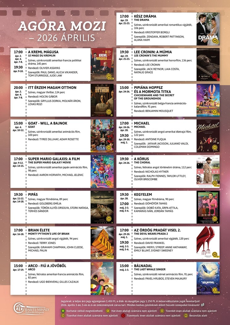 Agora Mozi műsor 2026 Szekszárd