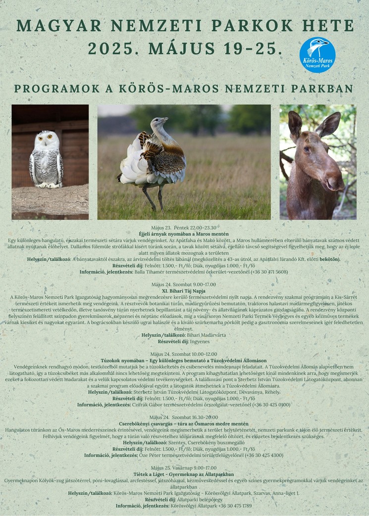 Magyar Nemzeti Parkok Hete 2025 Körös-Maros Nemzeti Park