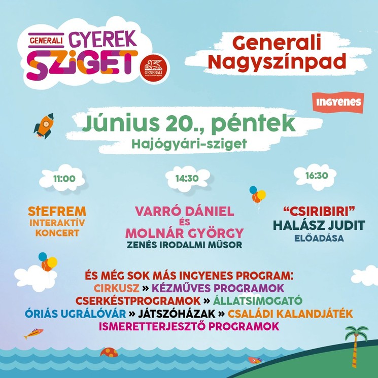 Gyerek Sziget 2025 Budapest. Gyermekfesztivál ingyenes programokkal a Hajógyári-szigeten