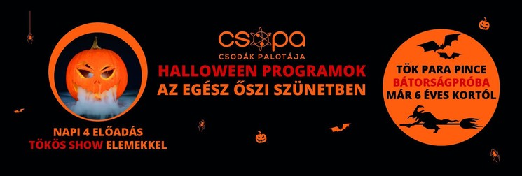 Tökös Halloween programok Budapest 2025. Tök Para Pince és tökös kísérletek a Csodák Palotájában
