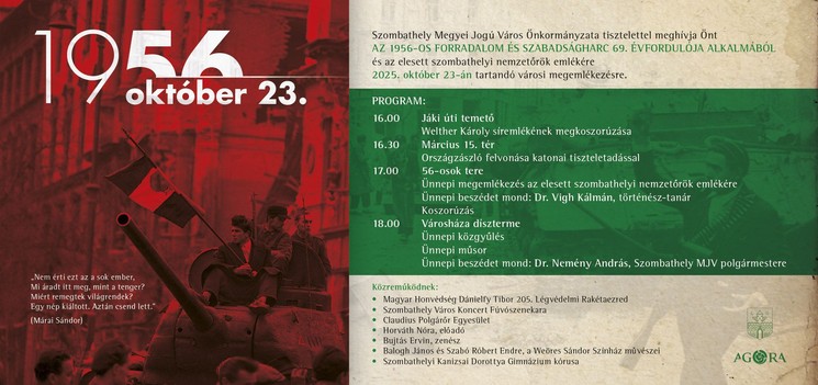 2025. október 23. Szombathely. Ünnepi megemlékezés az 1956-os forradalom és szabadságharc alkalmából