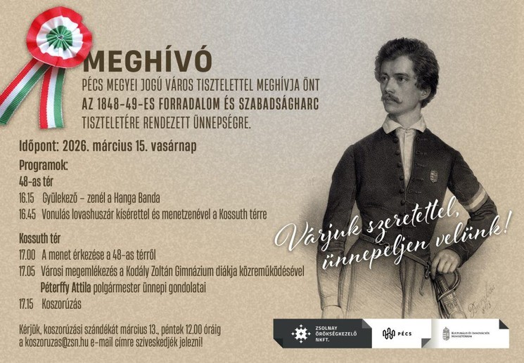 2026. március 15. Pécs - Városi ünnepség és koszorúzás