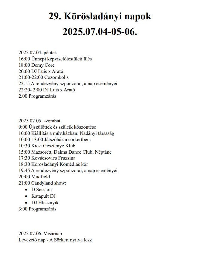 Körösladányi Napok 2025
