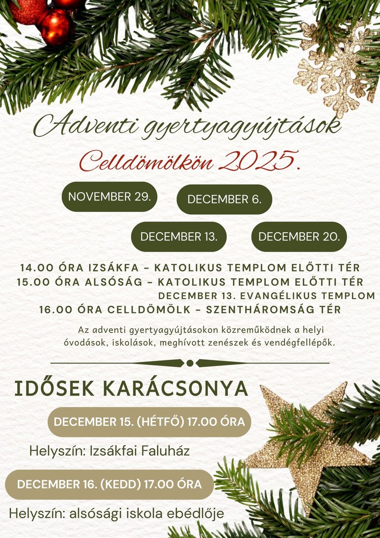 Advent Celldömölk 2025. Gyertyafényes Advent