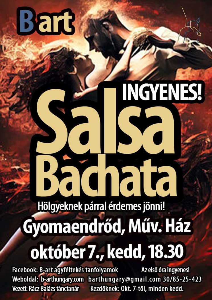 Tánctanfolyam Gyomaendrőd 2025. Ingyenes Salsa & Bachata tánctanfolyam bemutató óra