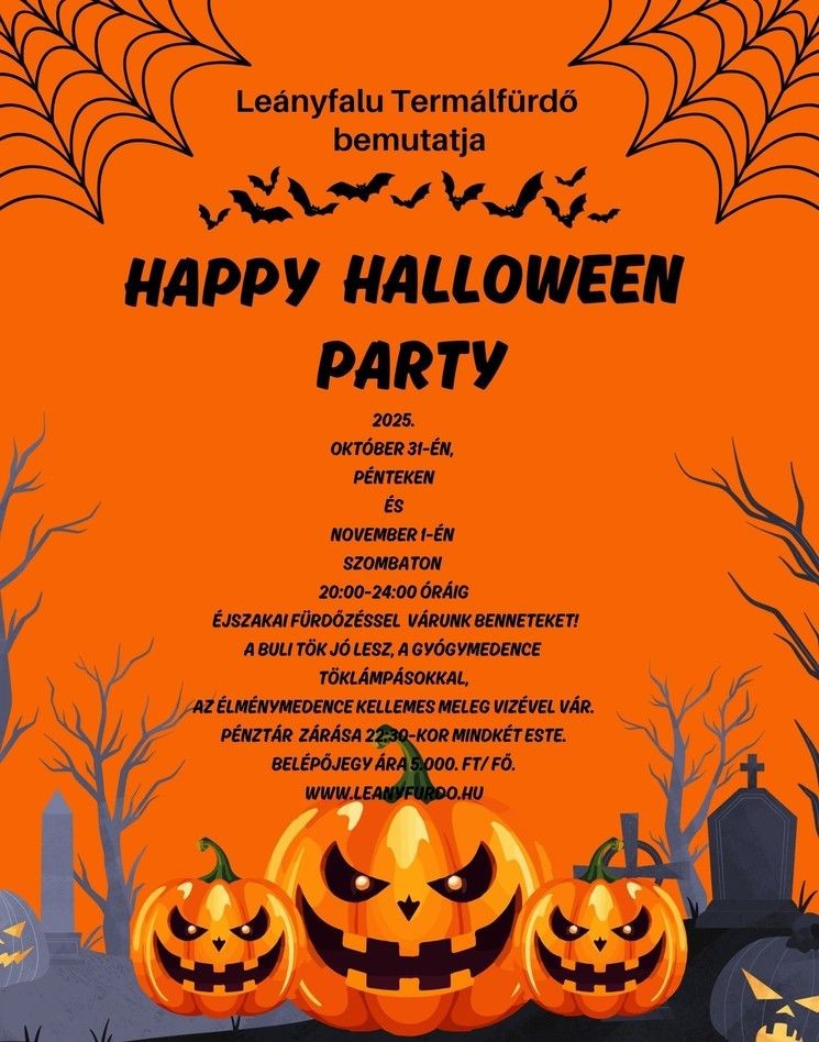Halloween éjszakai fürdő programok 2025