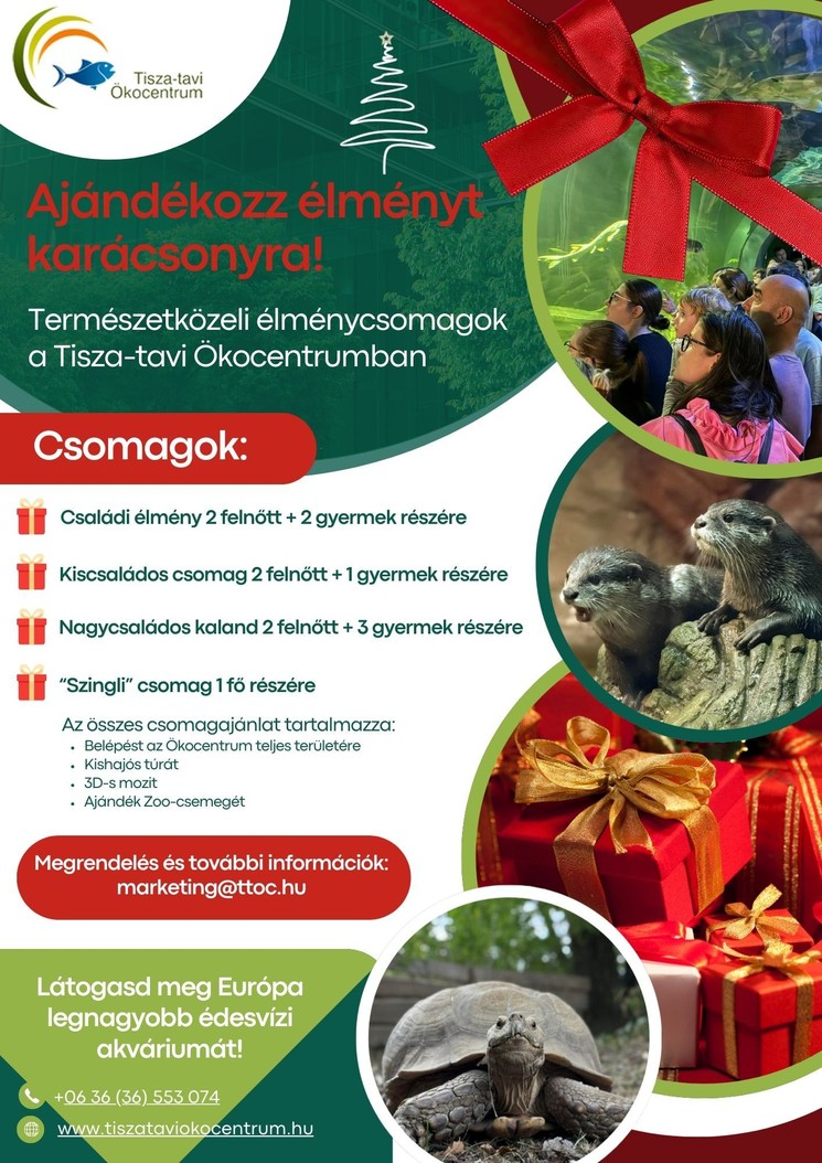Karácsonyi ajándék belépőjegy a Tisza-tavi Ökocentrumba, ajándékozzon élményt szeretteinek!
