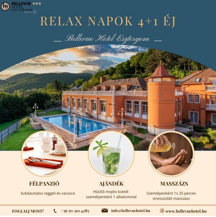 Akciós szállás ajánlat a Dunakanyarban, 4+1 éj relax napok az esztergomi Bellevue Hotelben