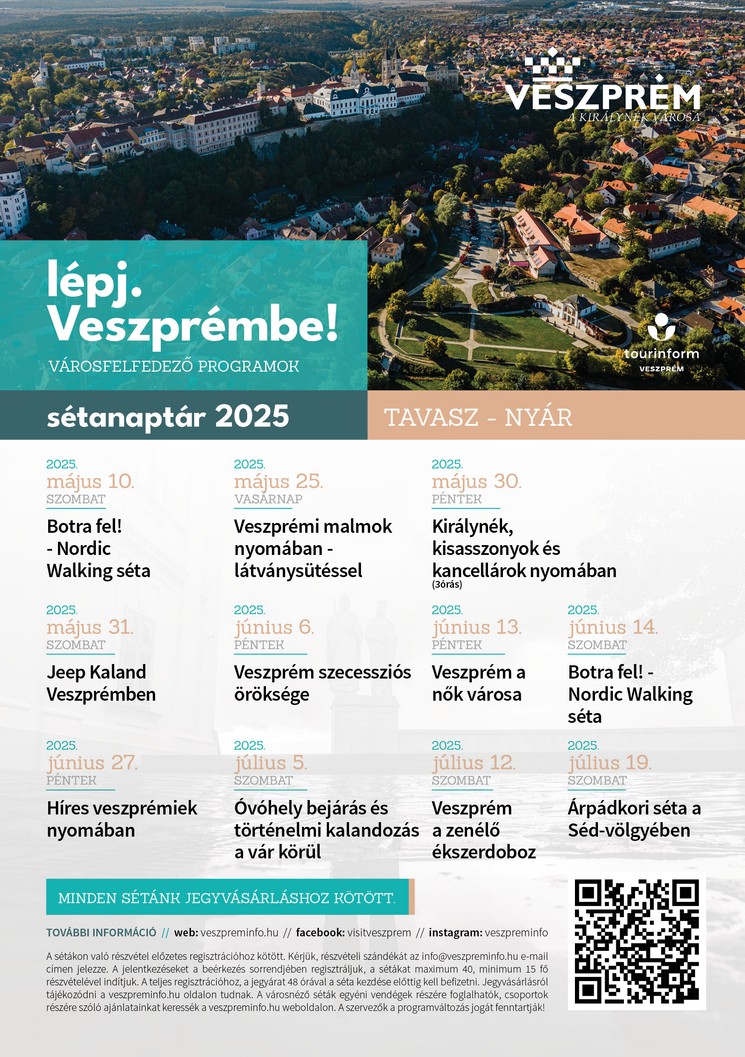 Veszprémi városnézés 2025. Fedezze fel Veszprémet szervezett, vezetett városnéző sétáink keretében! 