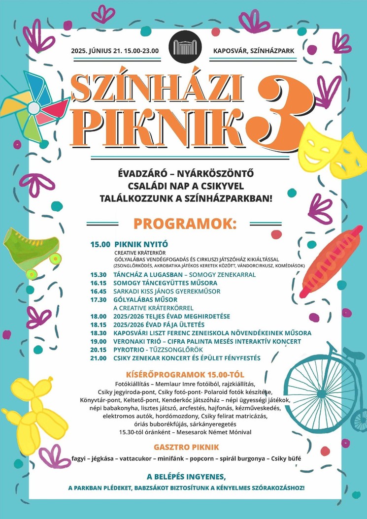 Színházi Piknik 2025. Családi nap a Csikyvel Kaposváron