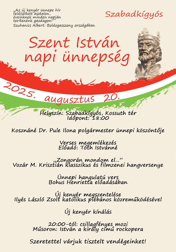 2025. Augusztus 20. Szabadkígyós. Szent István-napi Ünnepség