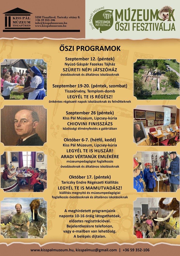 Múzeumok Őszi Fesztiválja Tiszafüred 2025