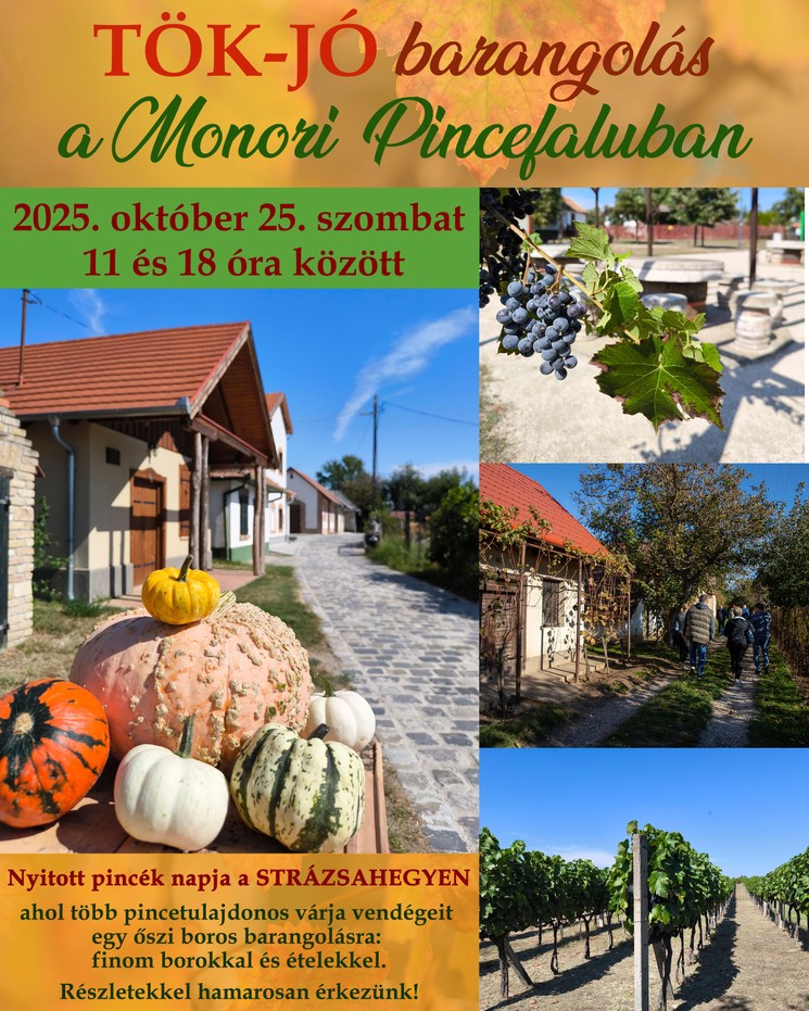 Tök jó program 2025 Monor. Barangolások a Monori Pincefalu nyitott pincéiben