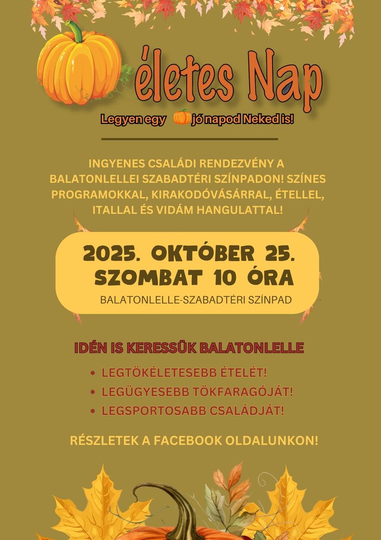 Tök jó nap 2025 Balatonlelle. TÖKéletes nap ingyenes családi rendezvény