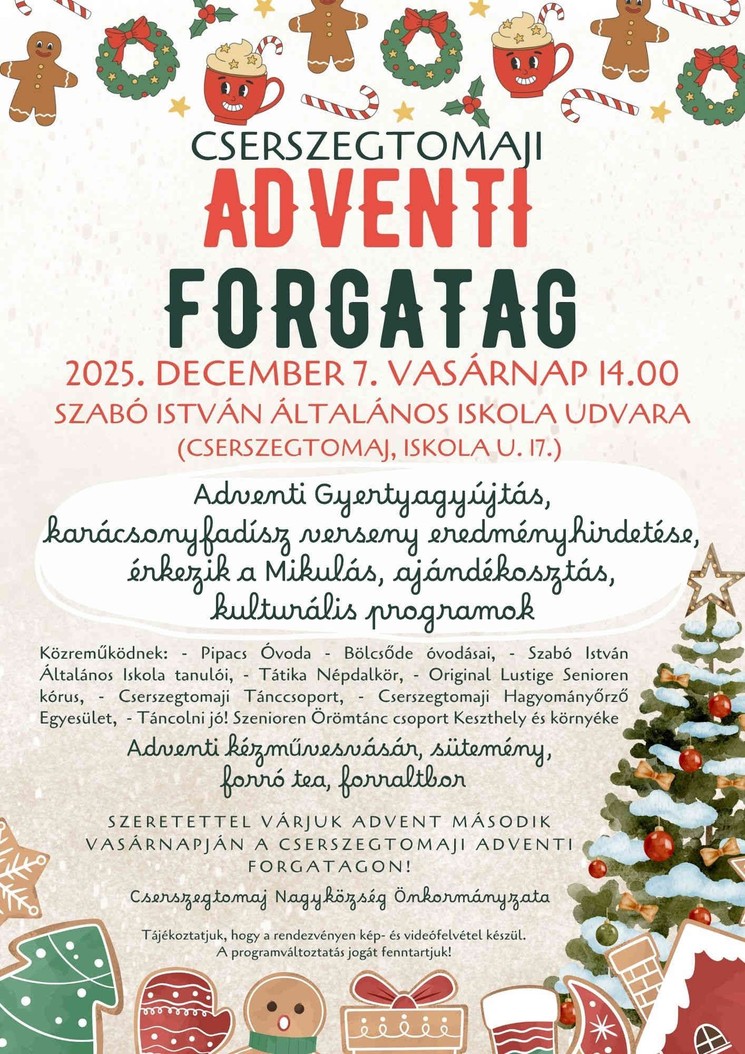 Advent Cserszegtomaj 2025. Adventi Forgatag
