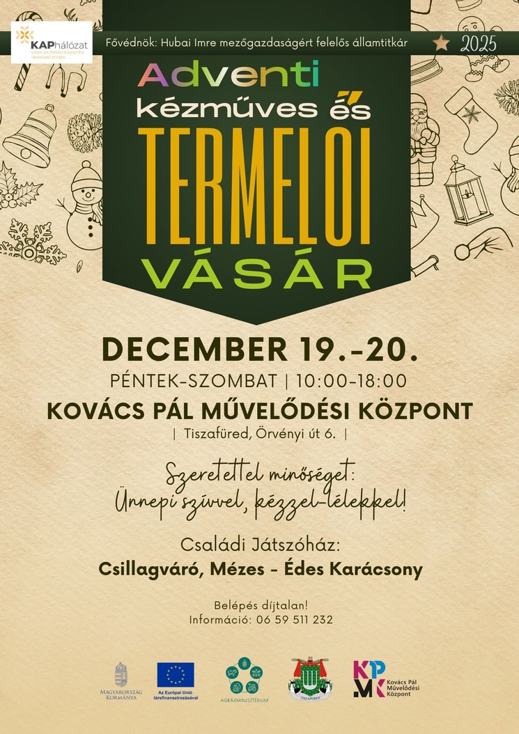 Karácsonyi kézműves vásár Tiszafüred 2025