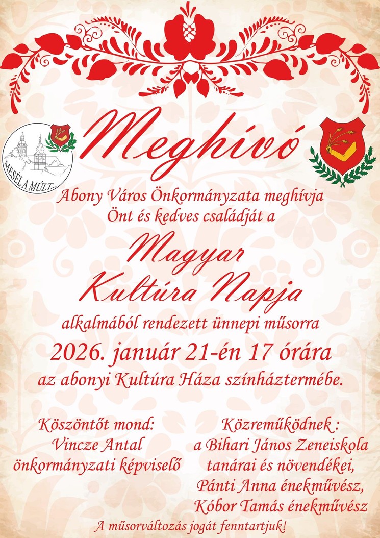 Magyar Kultúra Napja Abony 2026