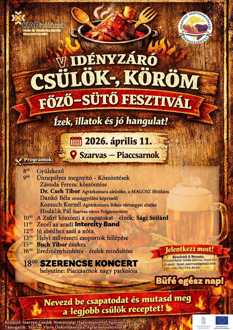 Idényzáró Csülök, Köröm Sütő - Főző Fesztivál Szarvas 2026