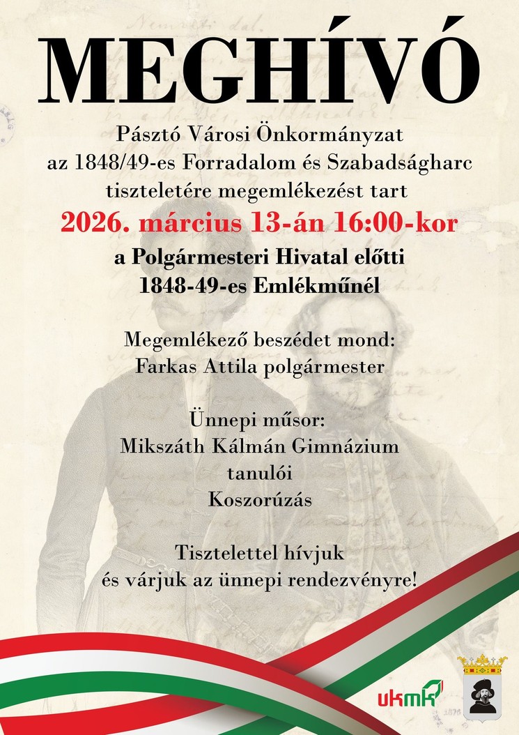 2026. március 15. Pásztó - Megemlékezés az 1848/49-es forradalom és szabadságharc tiszteletére