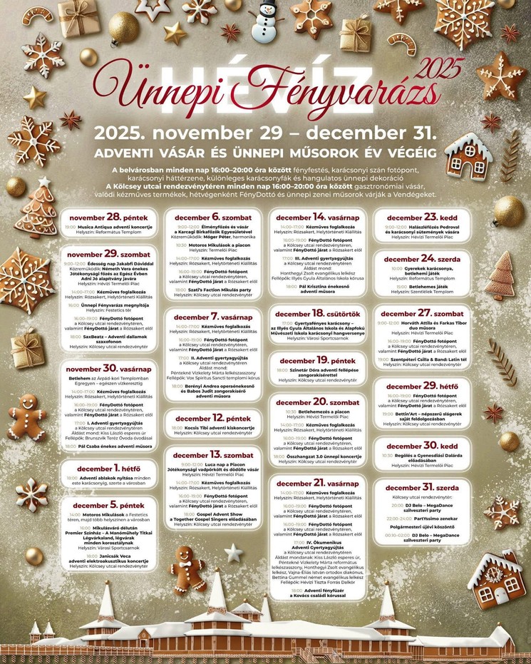 Advent Hévíz 2025. Ünnepi Fényvarázs Hévízen