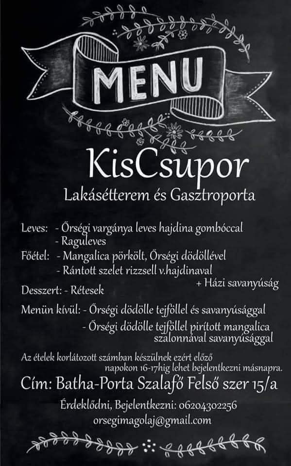 Őrségi étterem - őrségi ételek, kóstolja meg Kiscsupor Gasztroportánk őrségi ételkülönlegességeit!