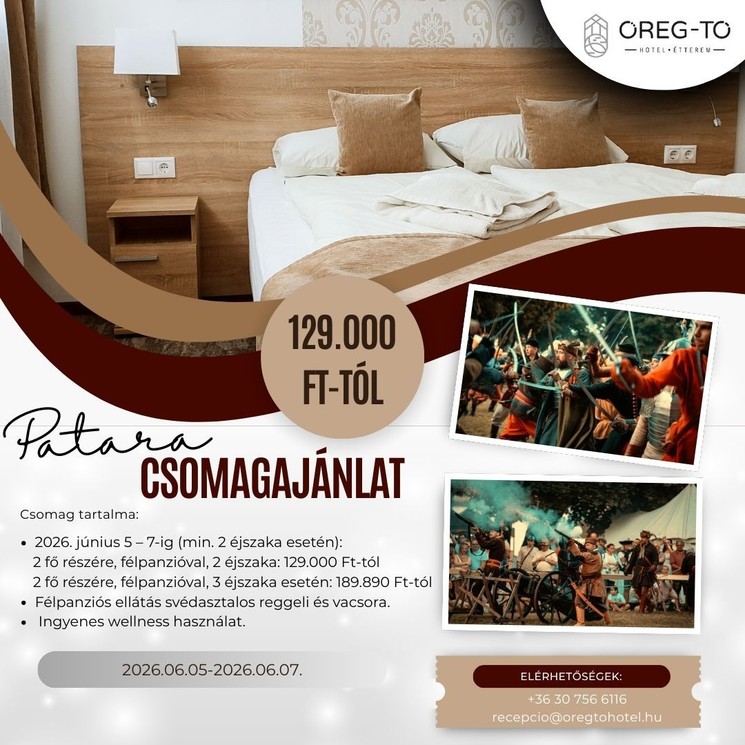 Tatai Patara Fesztivál szállás az Öreg-tó Hotelben 2026