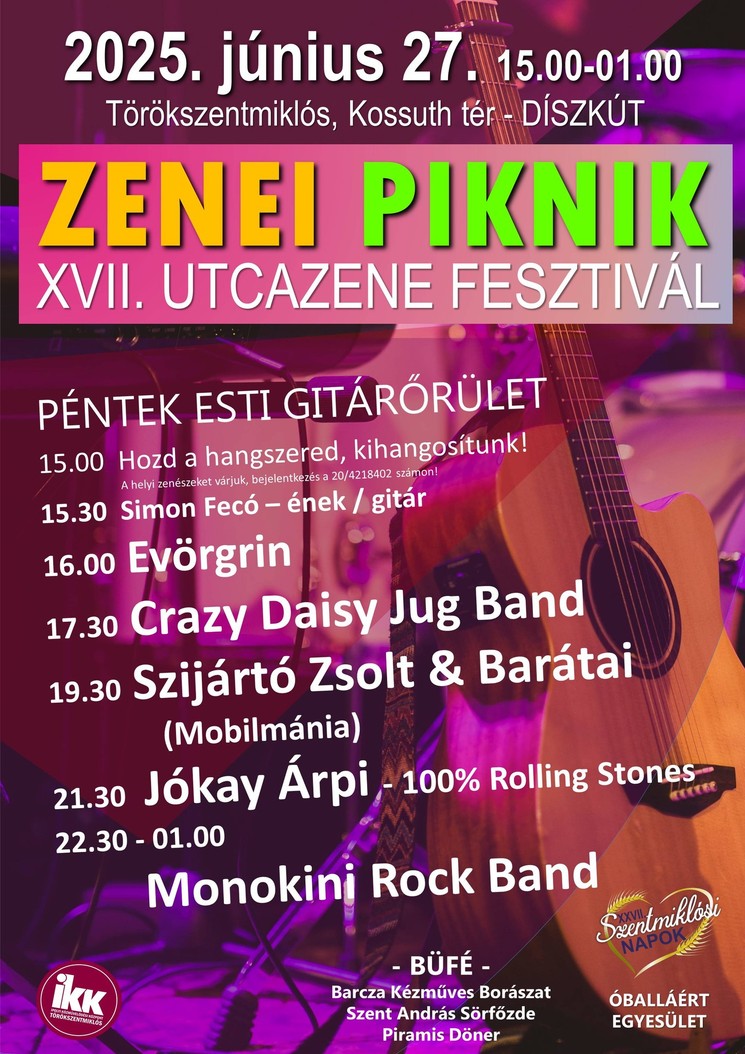 Törökszentmiklós Utcazene Fesztivál 2025. Zenei Piknik