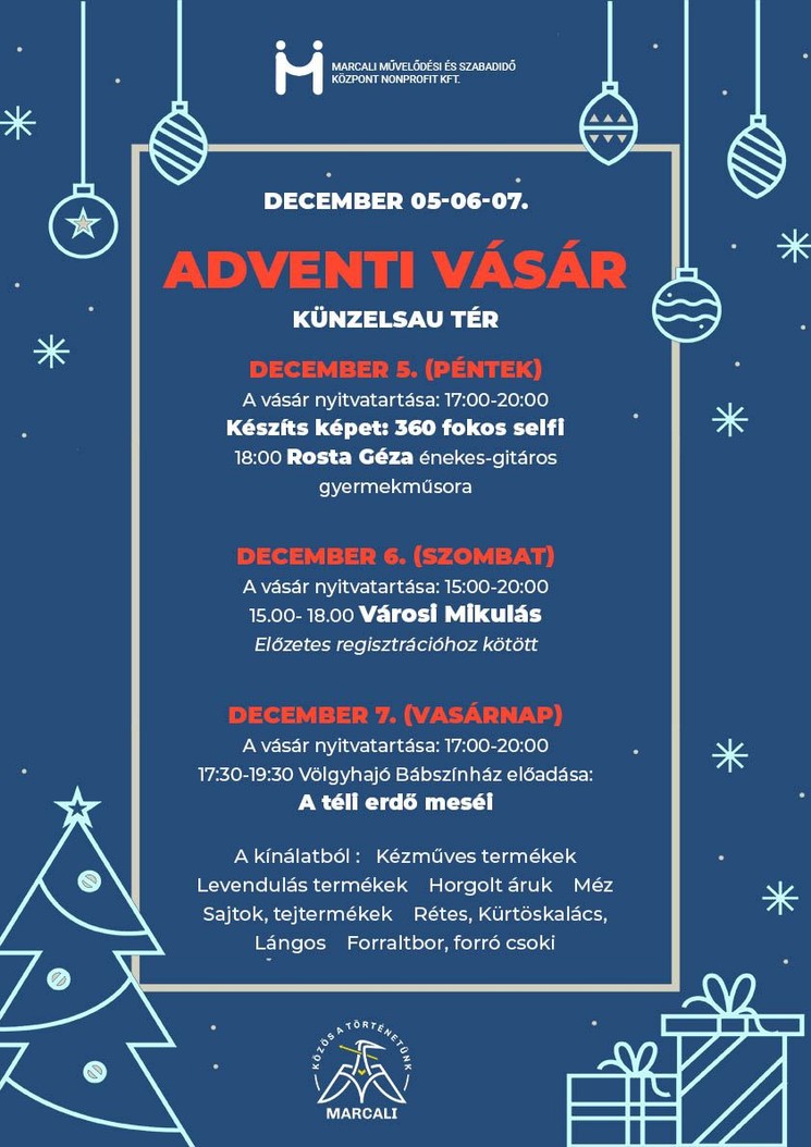 Marcali Advent 2025. Adventi vásár és ünnepi programok